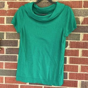Ann Taylor Kelly green cowl neck short sleeve sweater